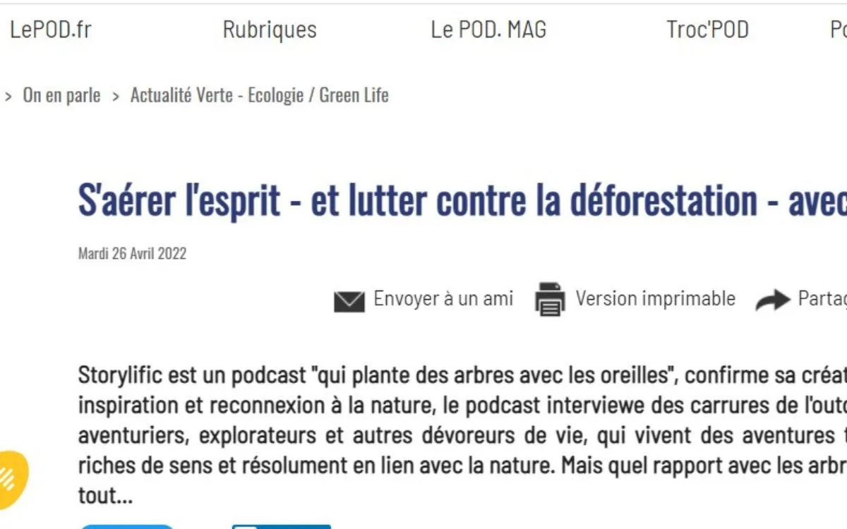article sur storylific dans Le Pod